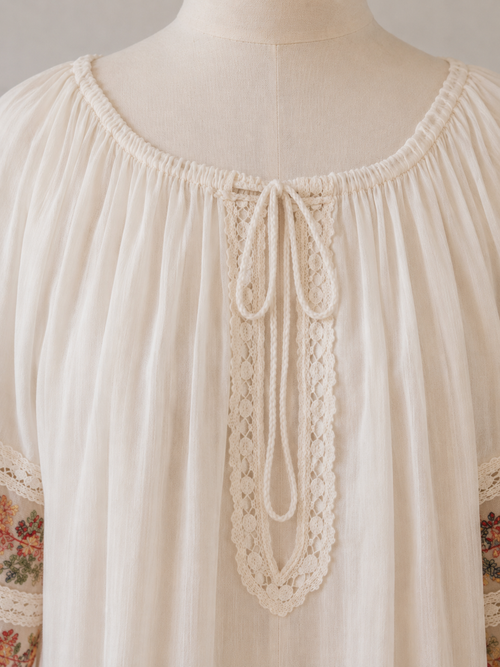 1970s Dior Jr. Sheer Embroidered Lounge Dress