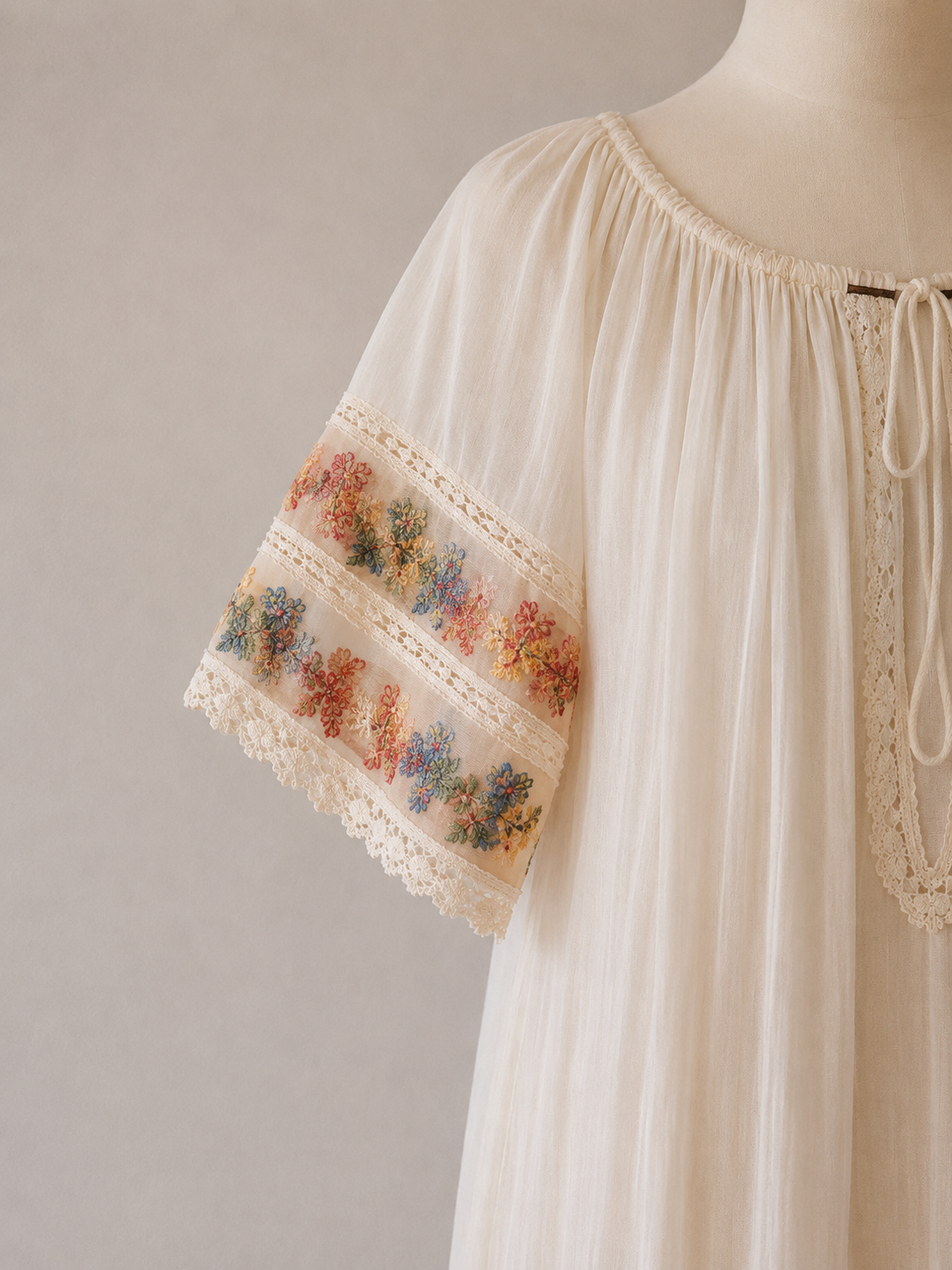 1970s Dior Jr. Sheer Embroidered Lounge Dress