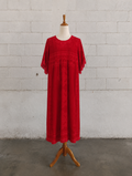 Vintage Sears Red Towel Robe with Floral Details