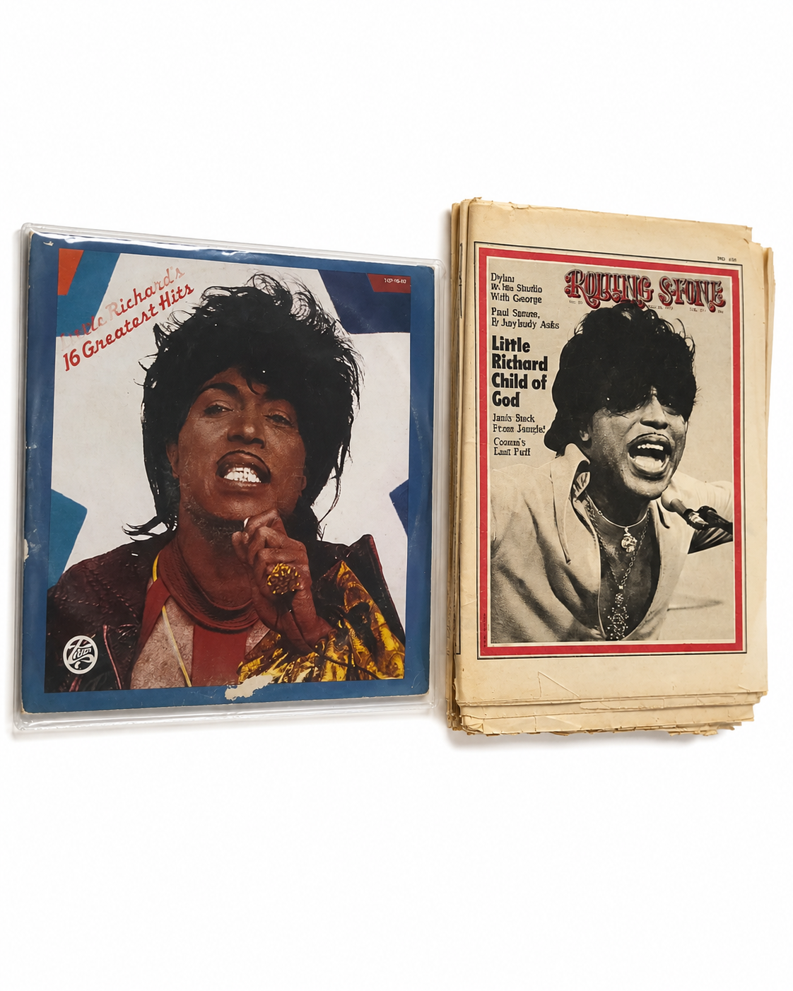 ROLLING STONE & LITTLE RICHARD — LOTE DE 2 ARTÍCULOS (1970–1978)