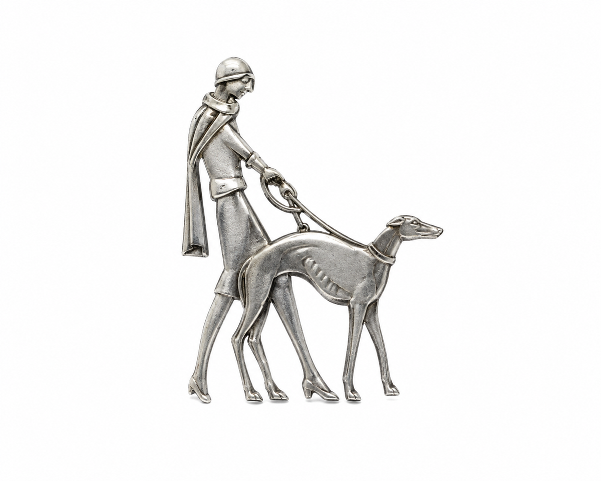 CARTIER — FIGURA “FLAPPER” CON BORZOI (C. 1970–1980)