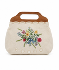 BOLSO DE MANO BORDADO CON FLORES — ESTILO VINTAGE ARTESANAL (C. 1940–1960)