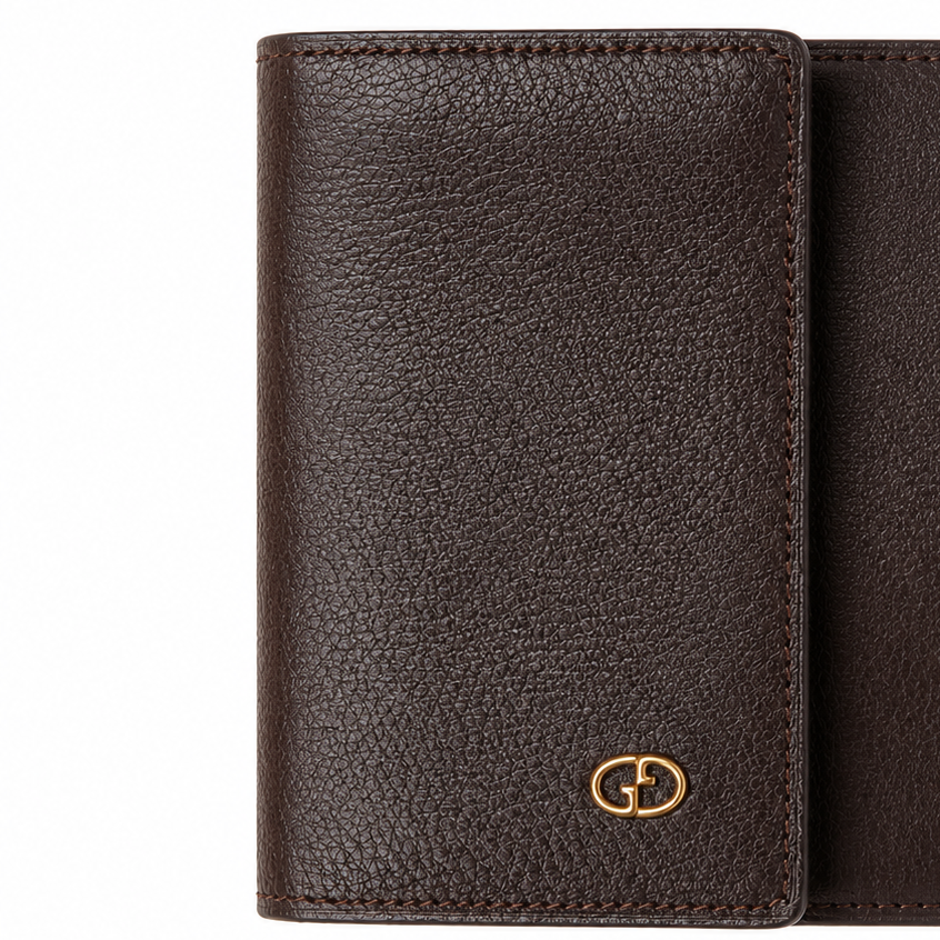GUCCI — CARTERA PLEGABLE EN PIEL GRAINED (C. 1970–1980)