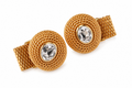 Danté – Mancuernillas Vintage de Malla Dorada con Cristal de Strass, c. 1960–1970