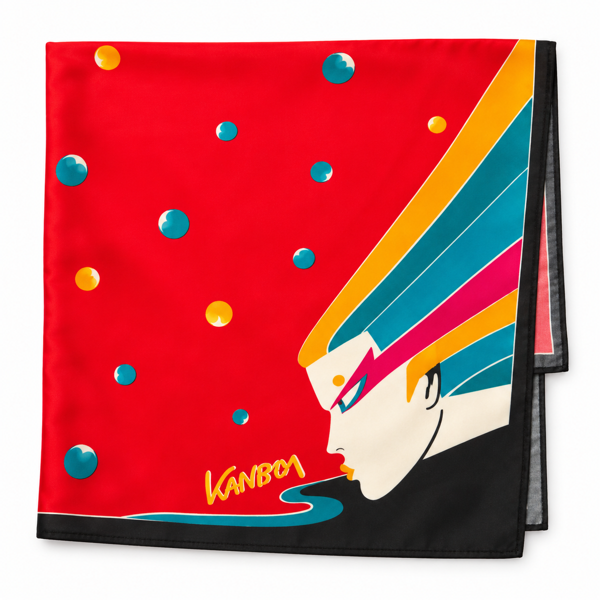 KANSAI YAMAMOTO RED COTTON MINI SCARF POCKET SQUARE 17.5" X 17" Q183
