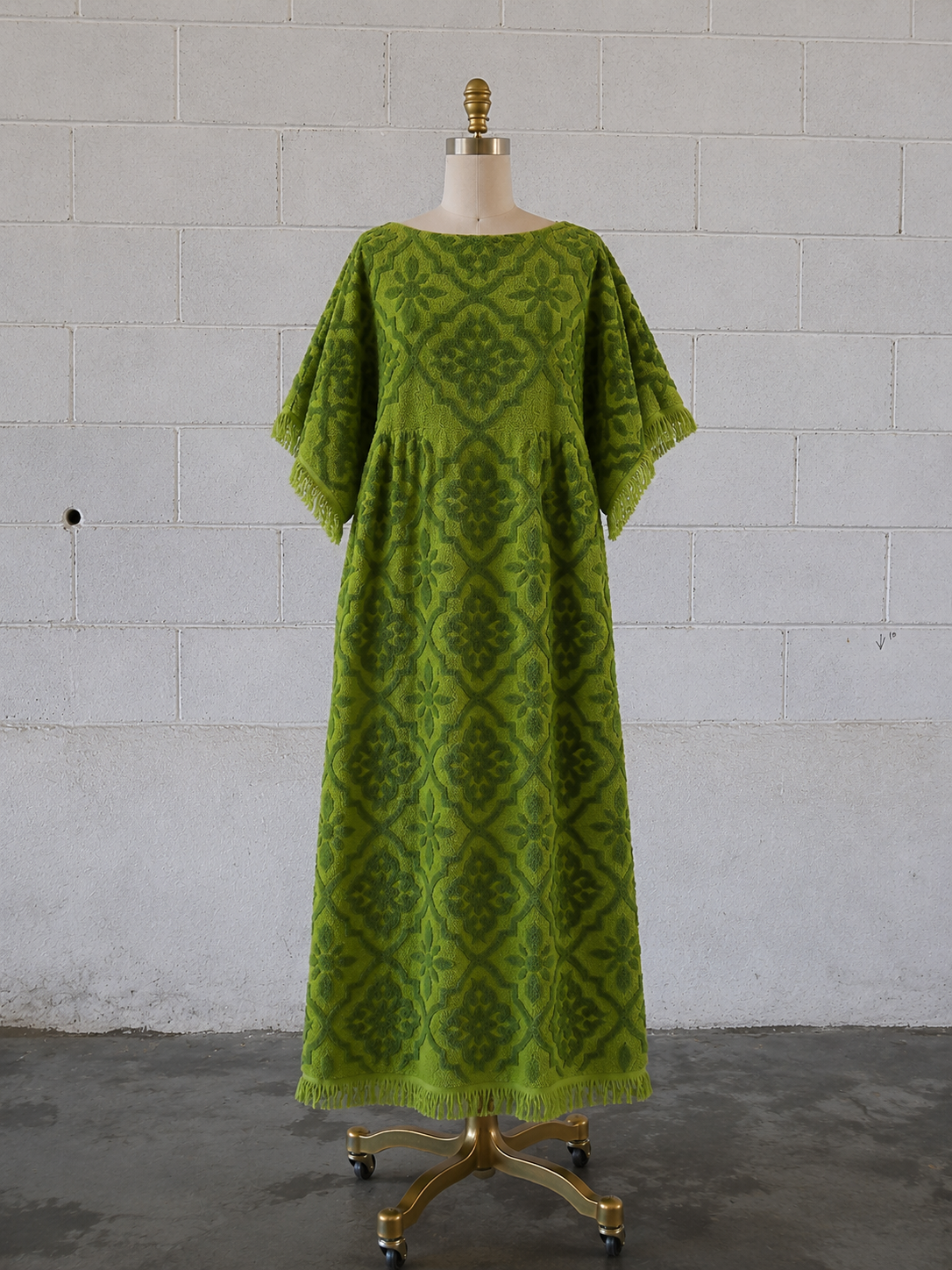Vintage Sears Olive Green Textured Towel Robe