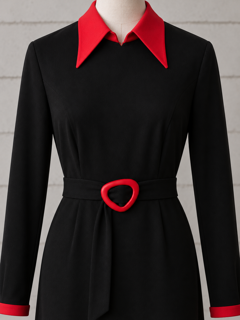 DEDE 1960s–1970s BLACK & RED MIDI DRESS