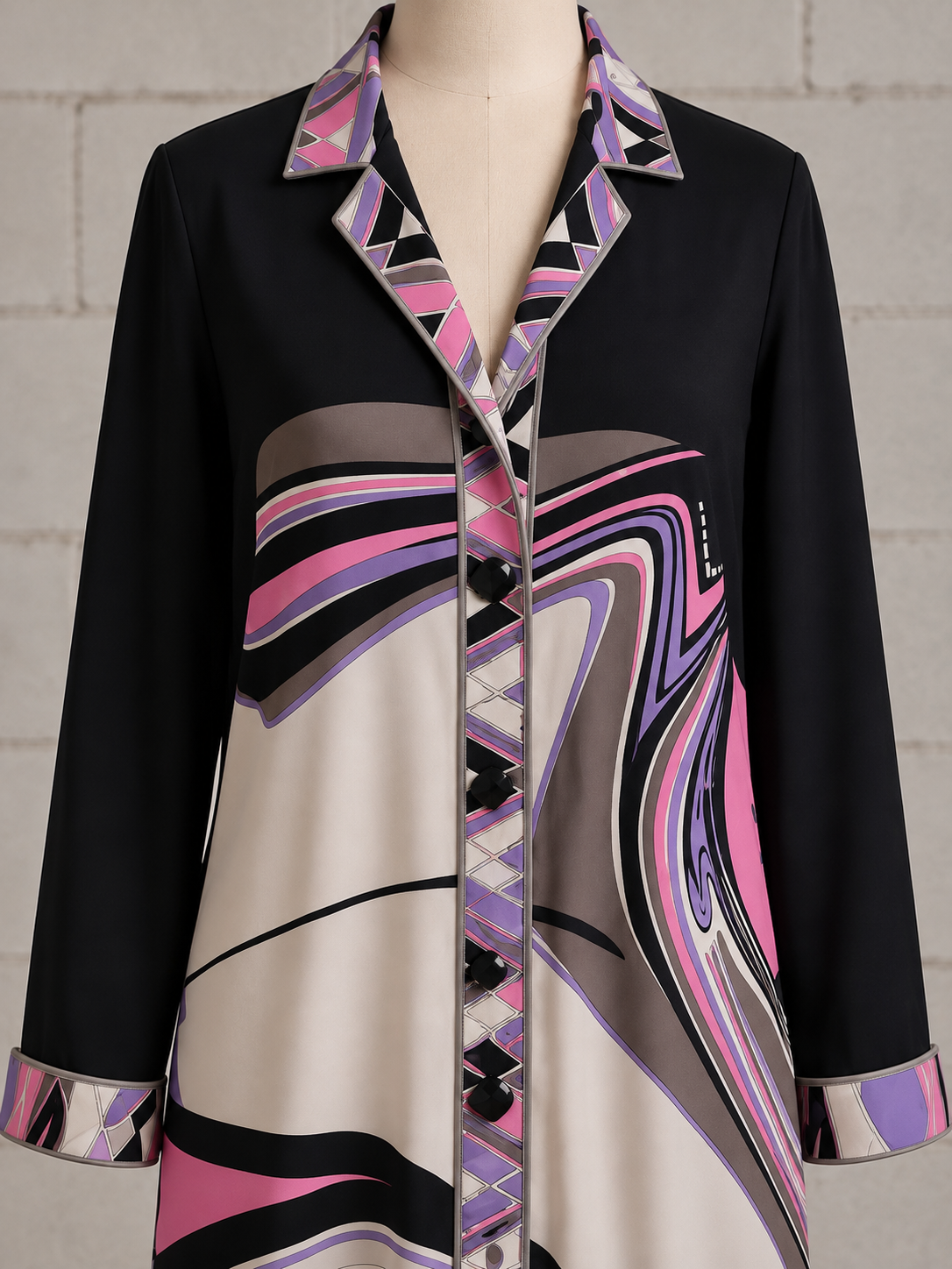 EMILIO PUCCI 1970s PRINTED PANEL KNIT COAT
