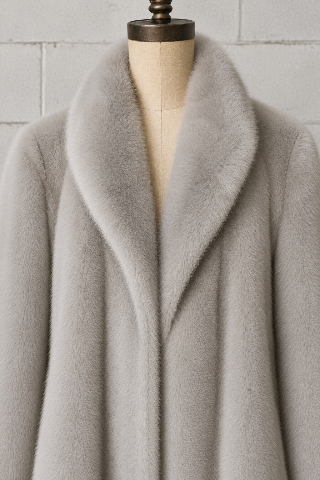 1970s PEARL GRAY FAUX FUR COAT