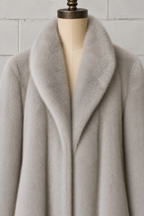1970s PEARL GRAY FAUX FUR COAT