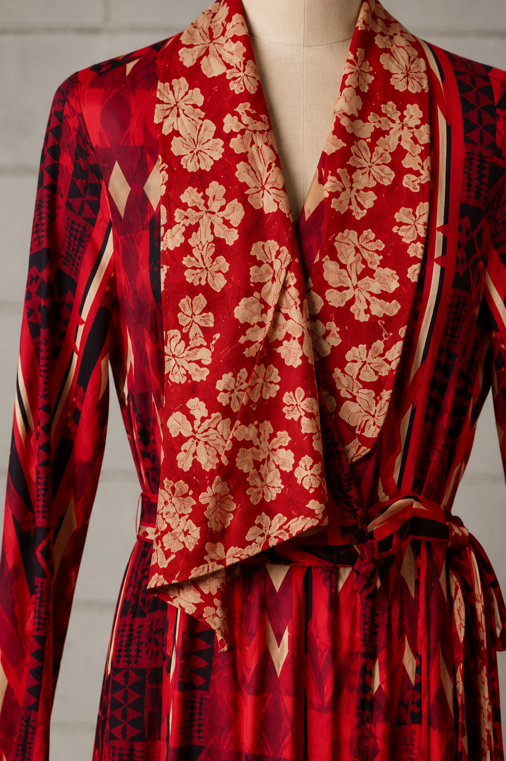 MICHEL KLEIN PARA MIMI LIBERTÉ RED PATTERNED SILK DRESS