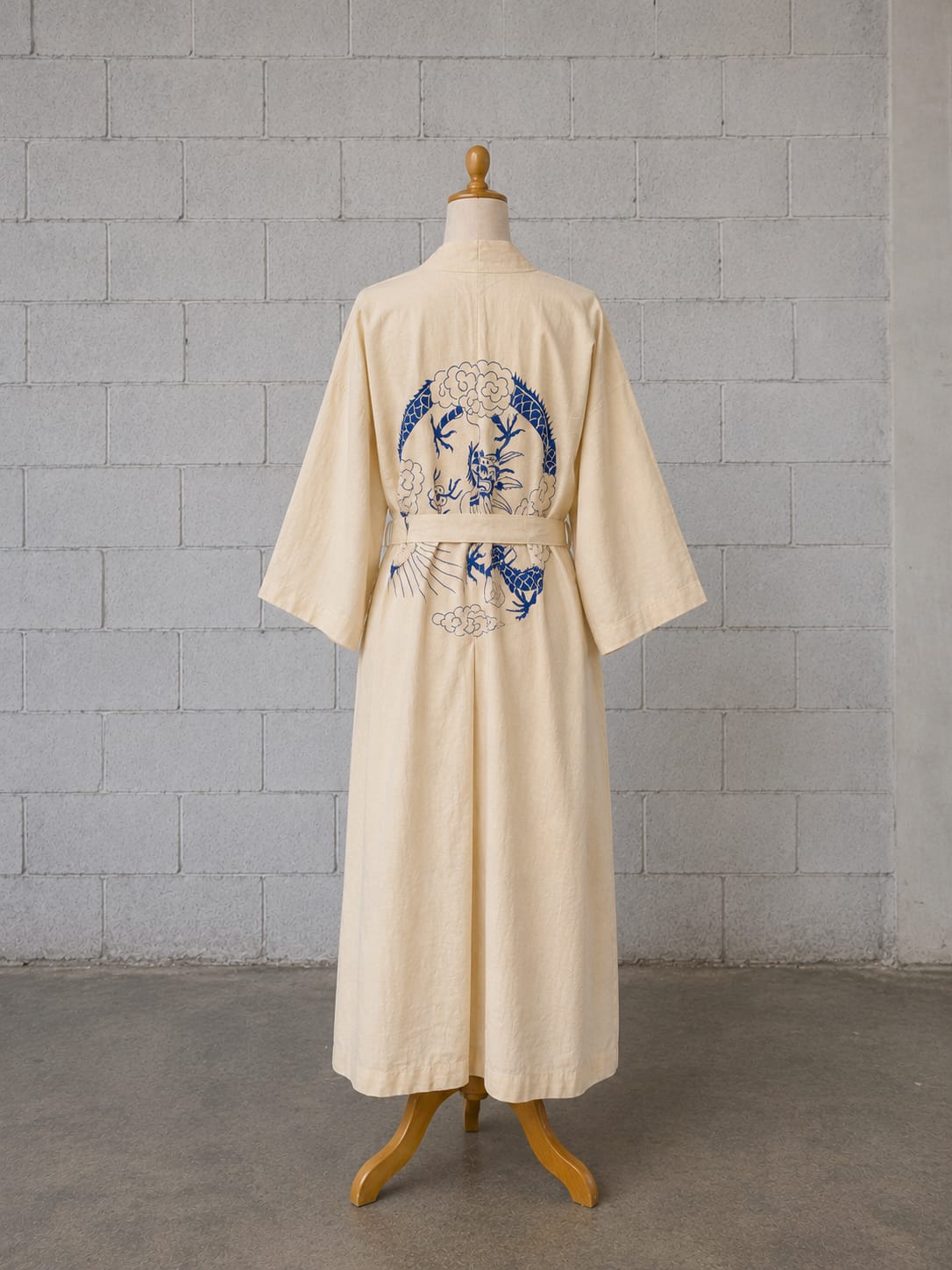 Hand-Embroidered Raw Silk Kimono