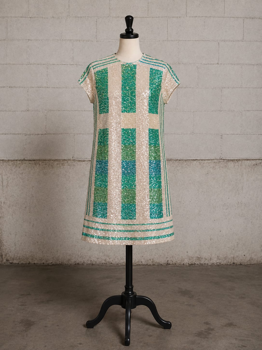 HEEFTCO SEQUINED GEOMETRIC VINTAGE DRESS