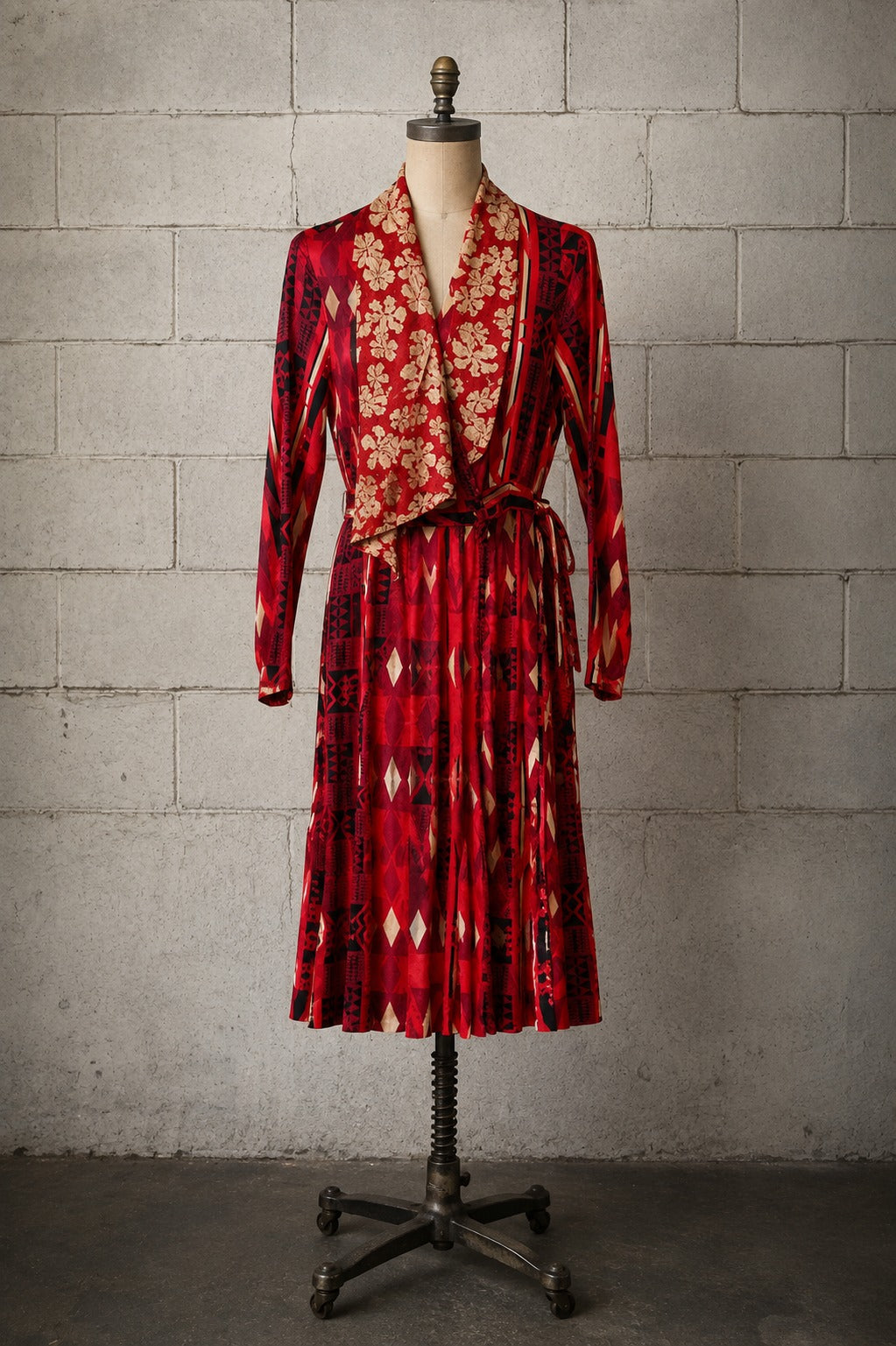 MICHEL KLEIN PARA MIMI LIBERTÉ RED PATTERNED SILK DRESS