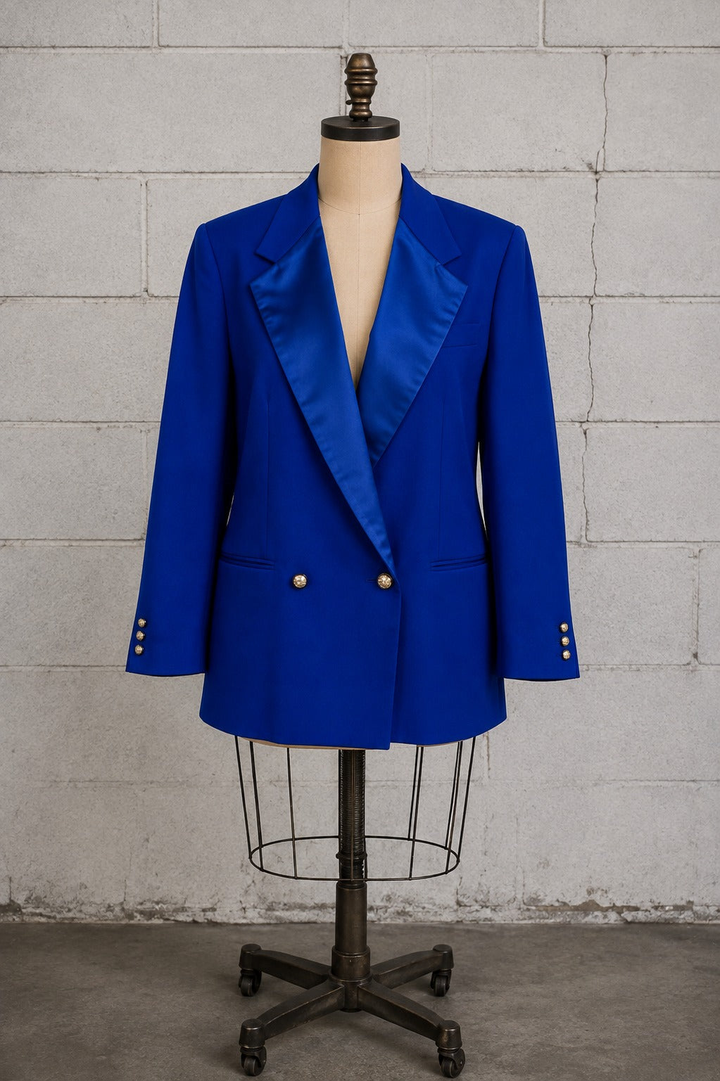 GIANNI VERSACE BLUE DOUBLE-BREASTED BLAZER