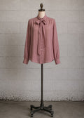 PIERRE CARDIN 1970s PINK GEOMETRIC TIE-NECK BLOUSE