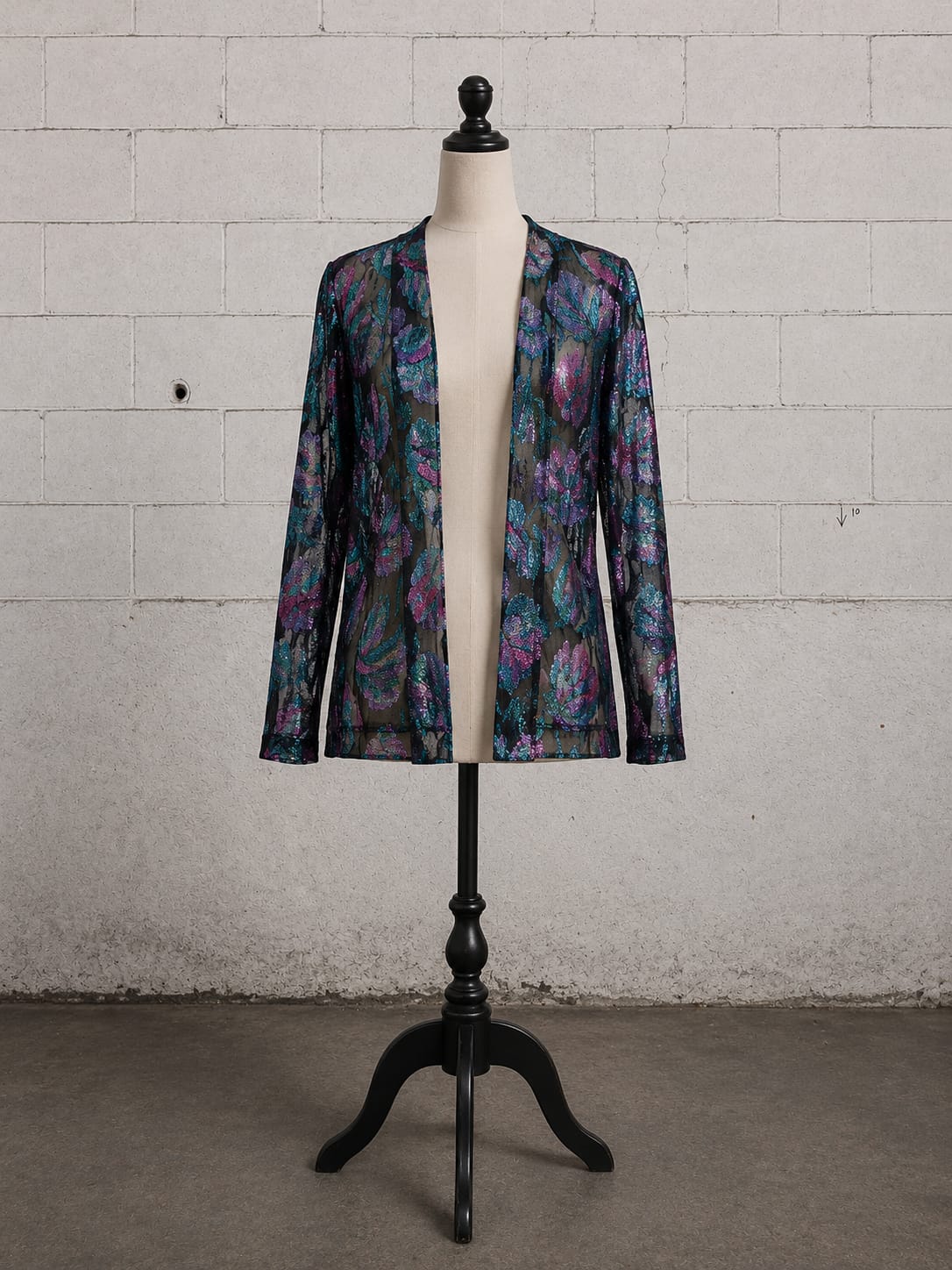 1980s ABSTRACT FLORAL BURNOUT VELVET SHIRT