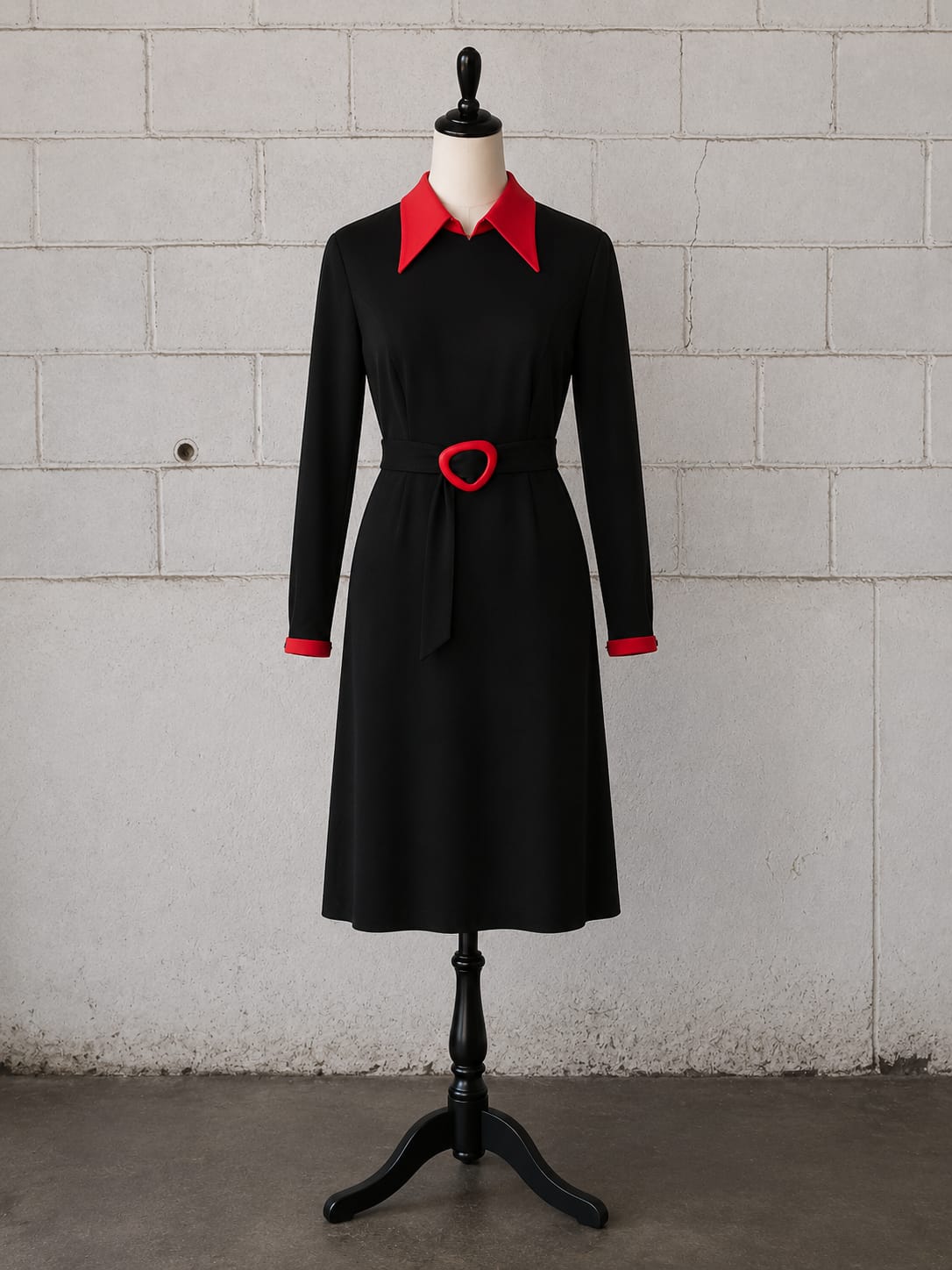 DEDE 1960s–1970s BLACK & RED MIDI DRESS