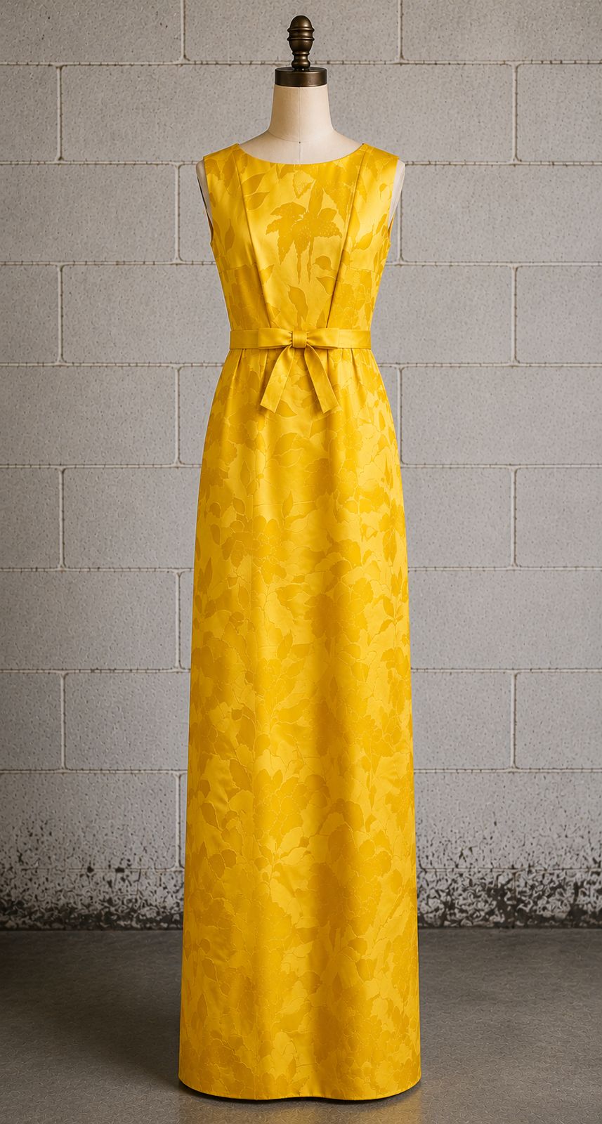 TISSUE STARON 1960s YELLOW BROCADE EVENING DRESS